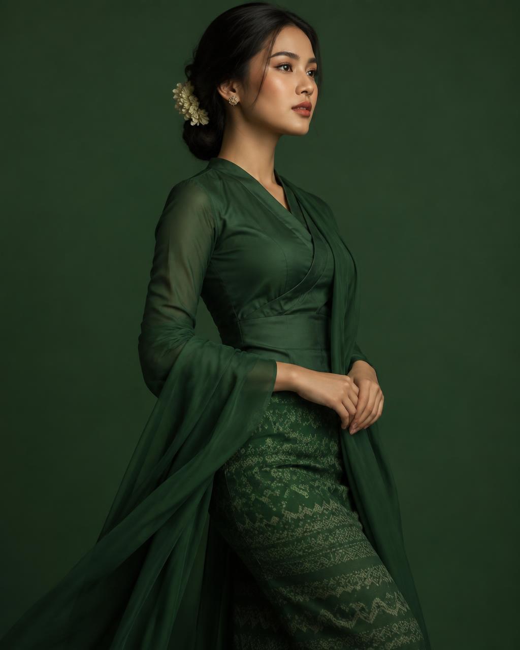 Young Myanmar woman in traditional dress